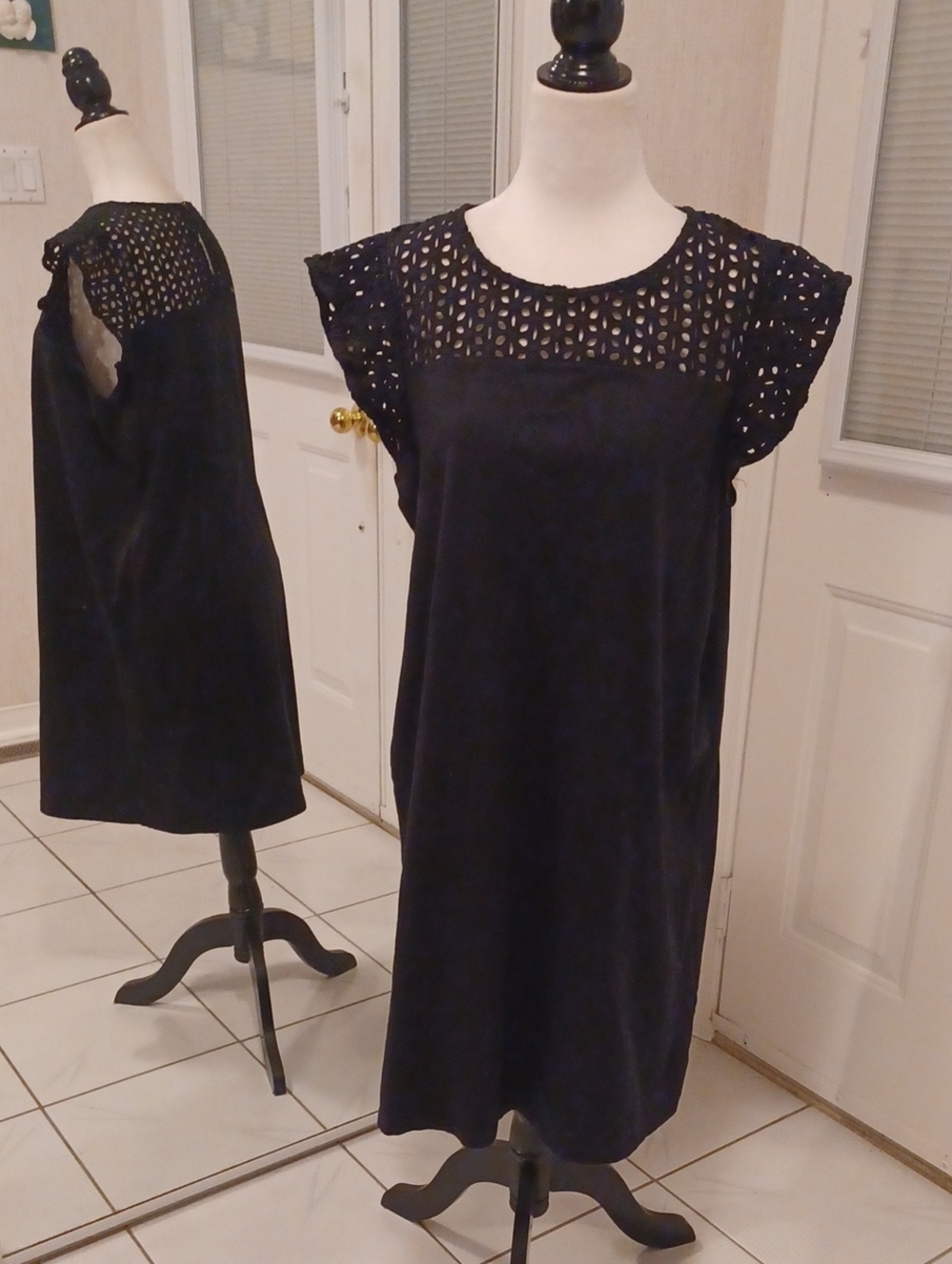 4/$60 Black Lace-Yoke Cotton Dress - Size Large